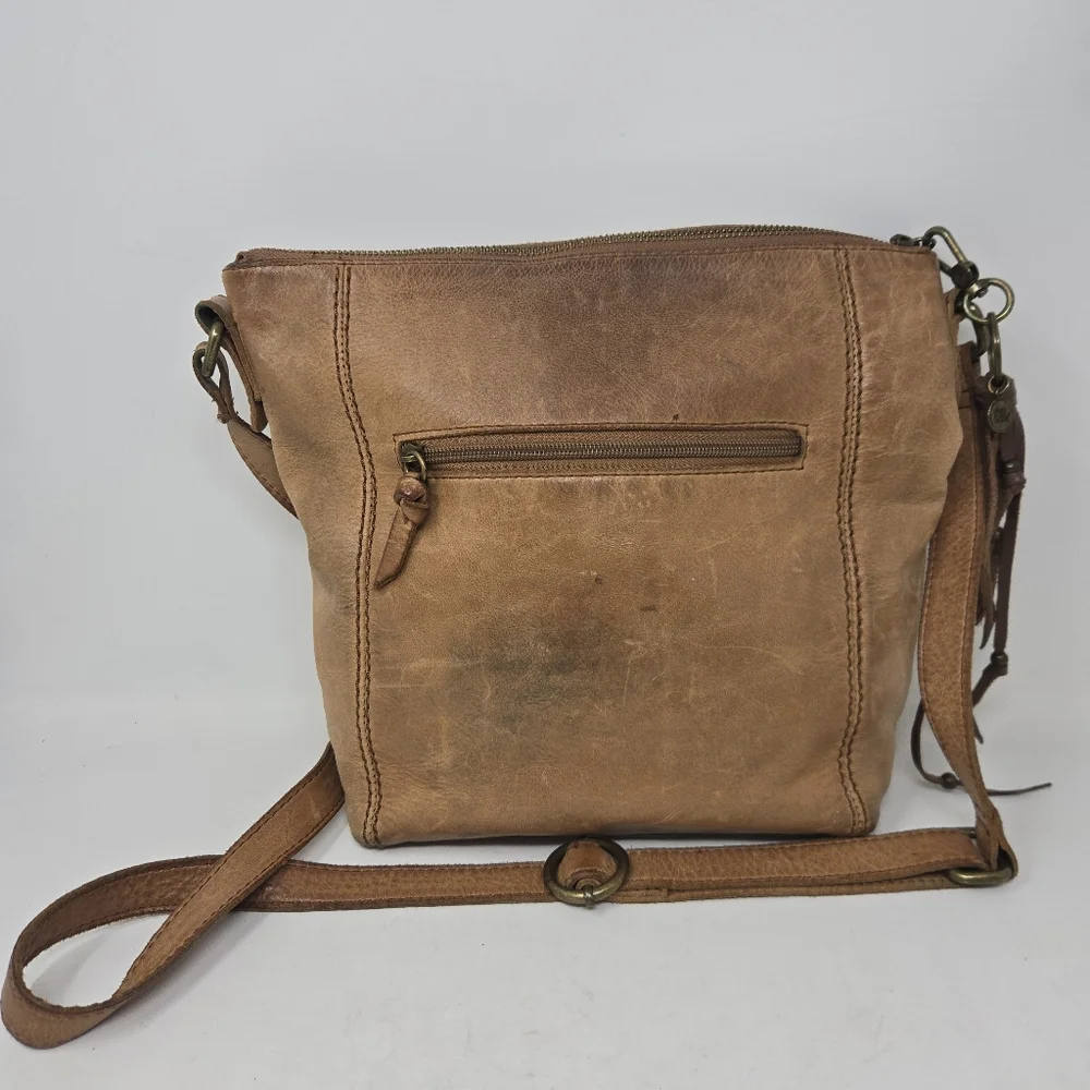 THE SAK Women's Ashland Leather Crossbody Bag Purse Tobacco Floral Emboss Boho‎